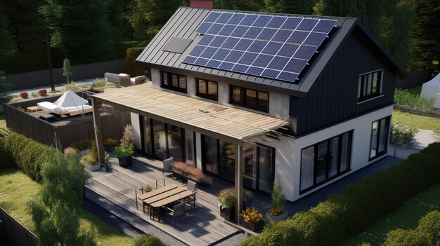 Modern house with solar panels