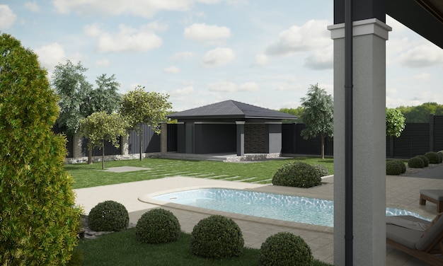 modern huis huisje buitenaanzicht 3d illustratie 3D render