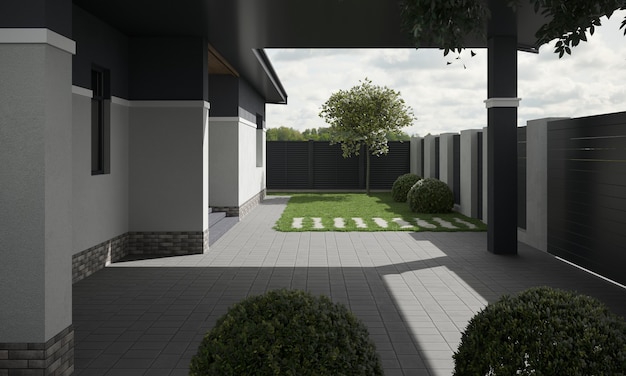 modern huis huisje buitenaanzicht 3d illustratie 3D render