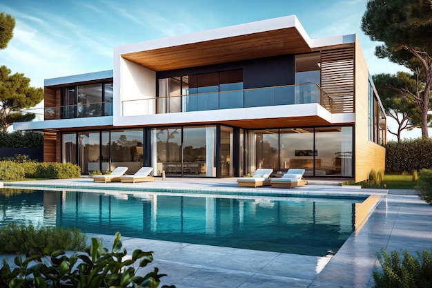 Modern huis met zwembad Hitech luxe villa onroerend goed huis eigendom exotische tuin