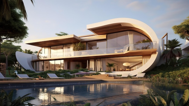 Modern huis met zwembad moderne poolvilla aan het strand
