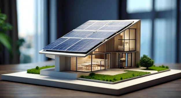 modern huisconcept van zonnepanelen op de tafel voor klanten Generatieve AI
