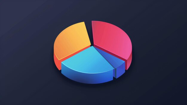 Photo modern icon illustration of a graph pie chart in isometric view