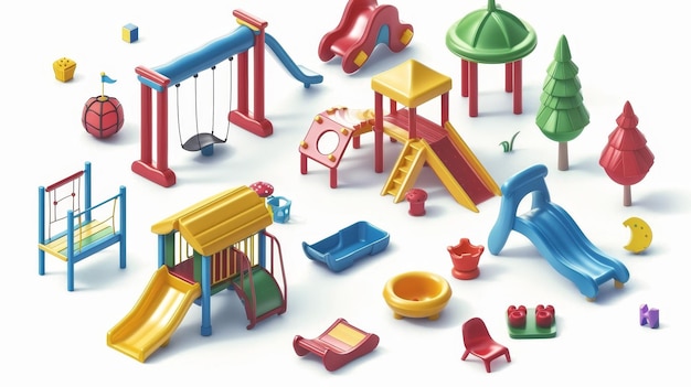 Photo modern icons depicting a playground for children