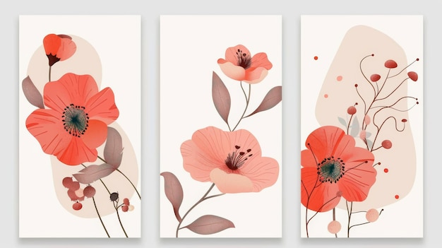 Modern illustration concept for retro flower vertical banners