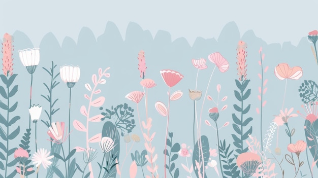 Photo modern illustration eps8 of pastel nature elements for design