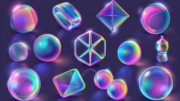 A modern illustration of holo abstract 3D shapes