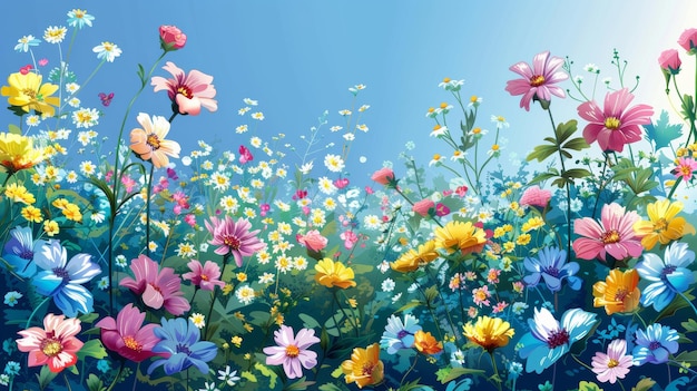 Современная иллюстрация множества цветов