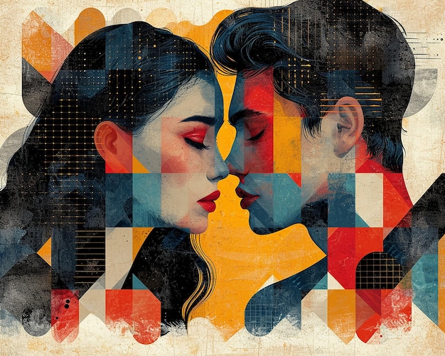 Modern illustration of a loving couple