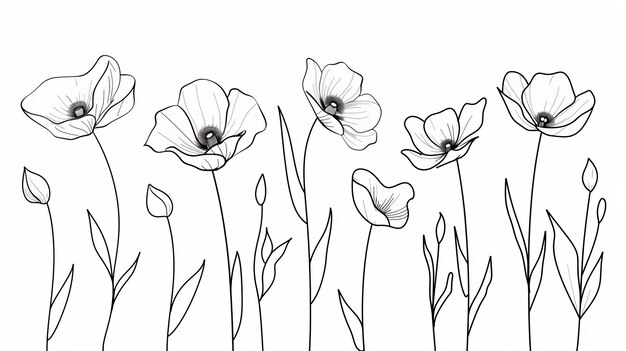 A modern illustration of a one line design of a flower silhouette