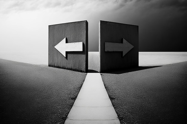 Modern illustration a road with diverging arrows different directions to make decisions Ai generated