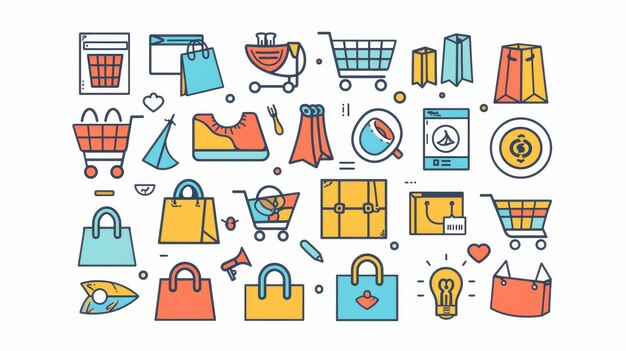 Photo modern illustration of shopping icons