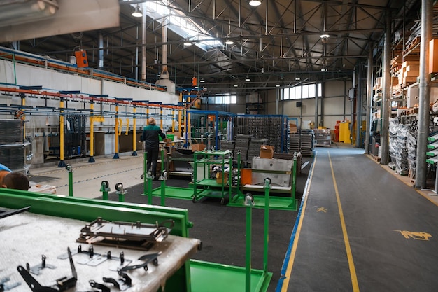 modern industrial factory for mechanical engineering equipment and machines manufacture of a production hall. High quality photo