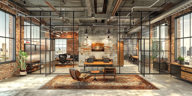 Modern Industrial Office Space with Stylish Interior Design