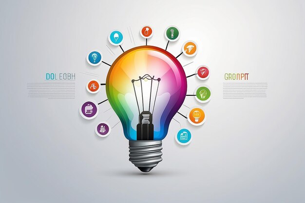 Photo modern infographic template creative light bulb with application icon business software and social media concept file is saved in ai10 eps version this illustration contains a transparency