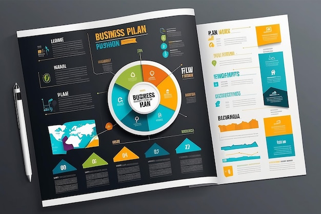 Photo modern infographics business plan design template