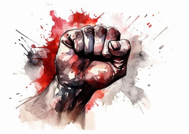 Foto modern ink protest angry fist illustratie generatieve ai