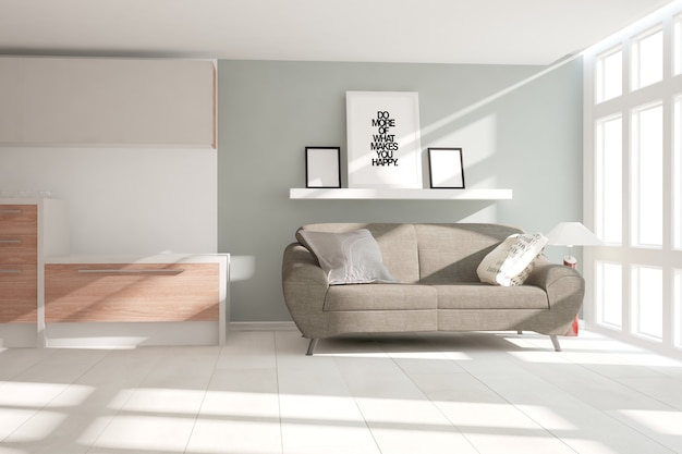 Modern interieur 3D illustratie