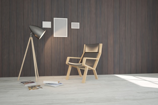 Modern interieur. 3D illustratie