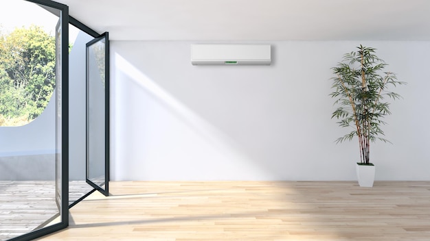 Modern interieur appartement met airconditioning 3D-rendering illustratie