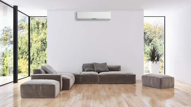 Modern interieur appartement met airconditioning 3D-rendering illustratie