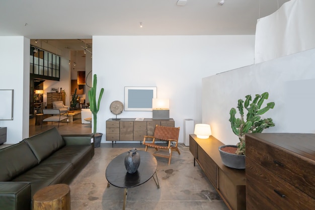 Modern interieur huis, massief houten meubels