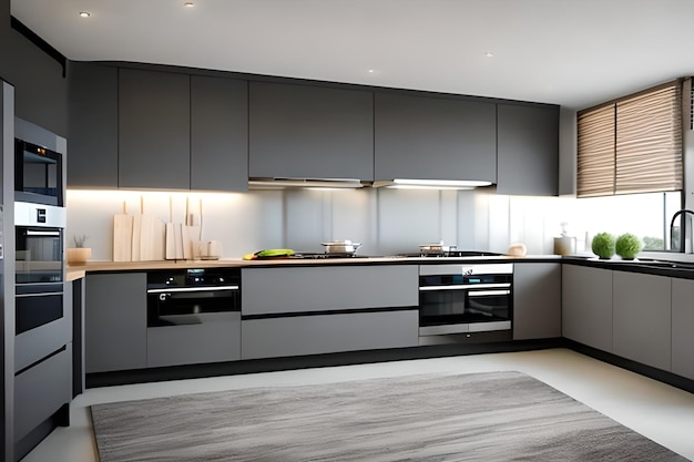 Modern Interieur Keuken Design Lichtgrijs