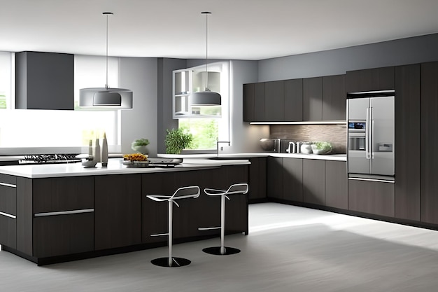 Modern Interieur Keuken Design Lichtgrijs