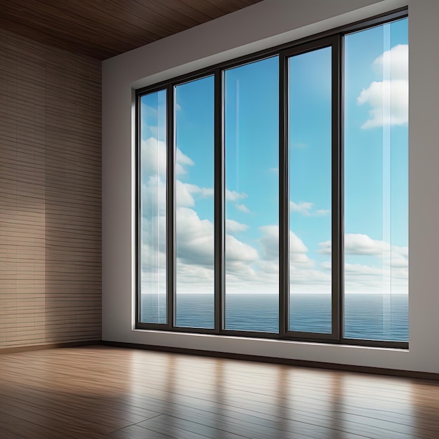 Modern interieur met ramen en raam 3d illustratie modern interieur met vensters en raam 3