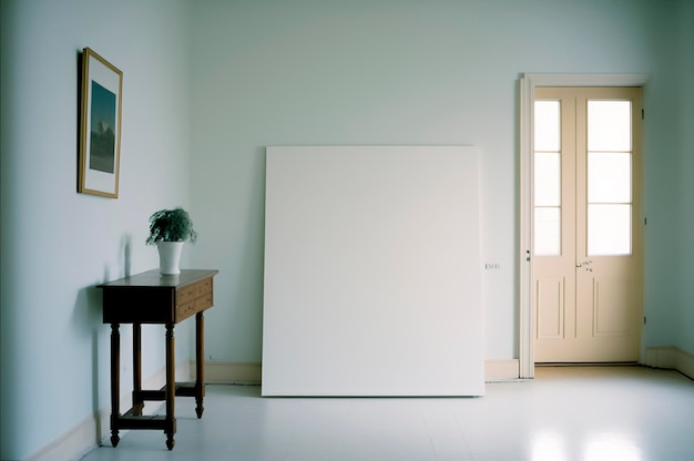 Modern interieur woonkamer en witte mockup poster aan de muur Advertentieconcept Gemaakt met generatieve AI-technologie