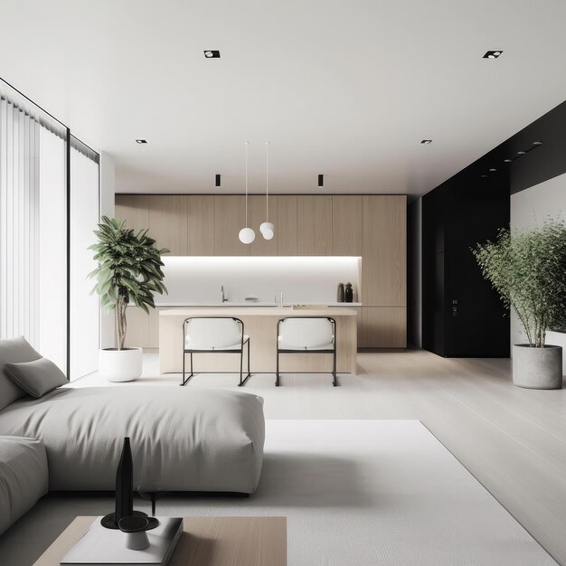 Modern interior 3d render