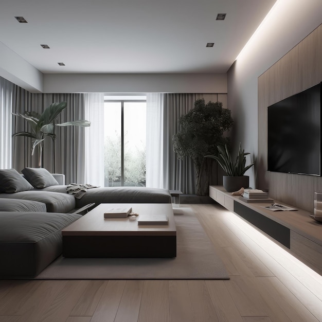 Modern interior 3d render