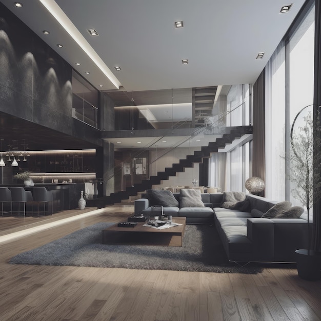 Modern interior 3d render