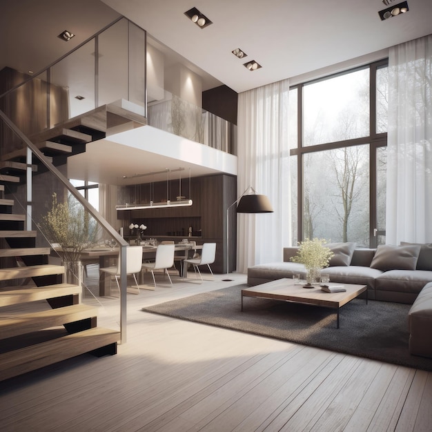 Modern interior 3d render