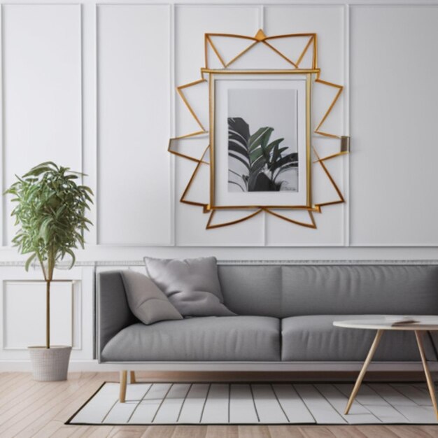 Modern Interior Background Empty Frame Mockup