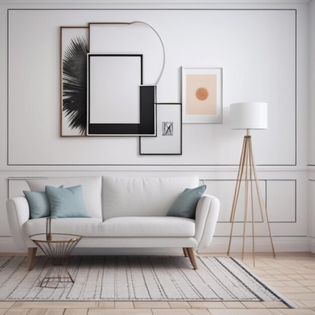 Modern Interior Background Empty Frame Mockup