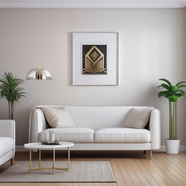 Photo modern interior background empty frame mockup