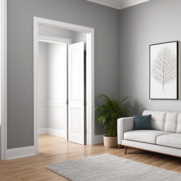 Photo modern interior background empty frame mockup