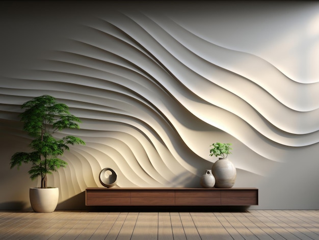 Modern interior background wall mockup 3d Mockups Design 3D Highquality Mockups Generative Ai