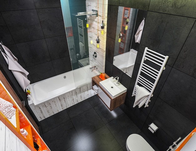 Modern interior of a bathroom in loft