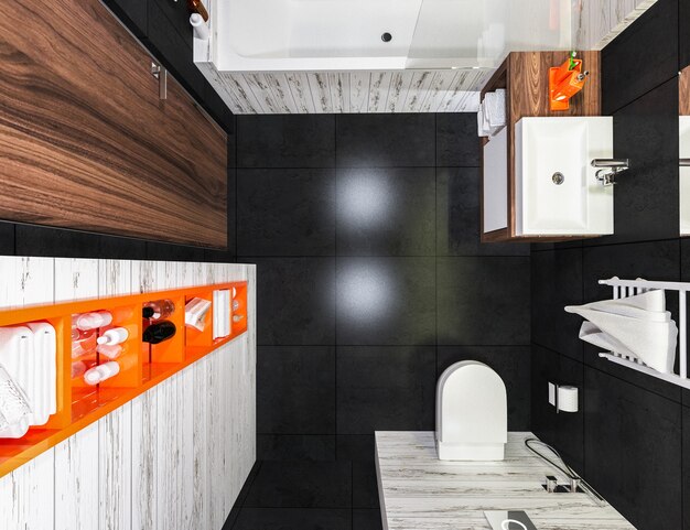 Modern interior of a bathroom in loft