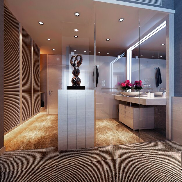 Modern interior of the bathroom