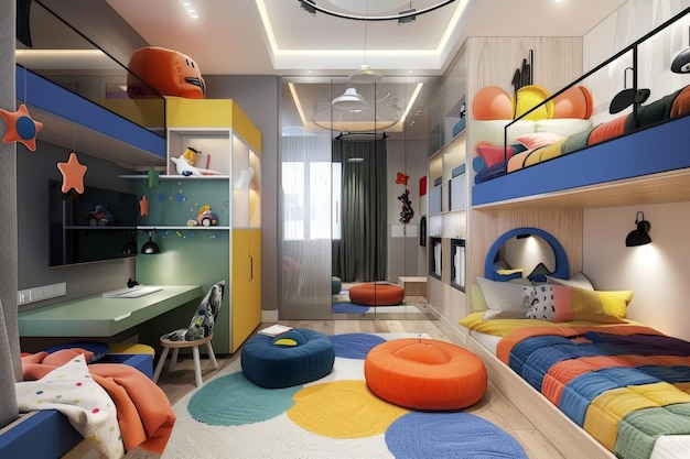 Photo modern interior boys room