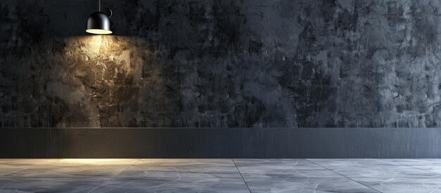 Modern interior decoration in an empty room featuring a stone wall lamp