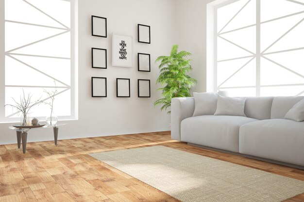 Modern interior design 3D illustration