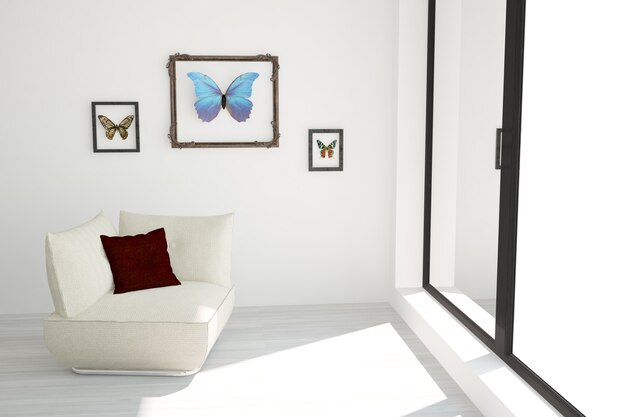 Foto interior design moderno. illustrazione 3d