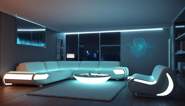 Modern interior design 3d illustration