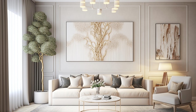 Modern interior design of apartment living room Generative Ai