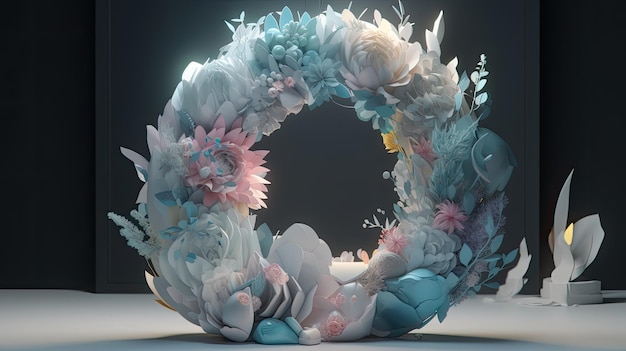 Modern interior design Artistic design of Spring Easter Wreath Generative AI content