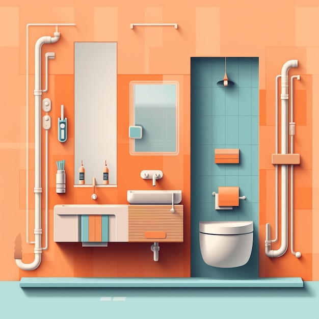 Фото Современный дизайн интерьера elegance 3d представляет уникальную мебель и стильные концепции ванной комнаты